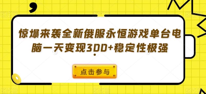 惊爆来袭全新俄服永恒游戏单台电脑一天变现300+稳定性极强-游客之家