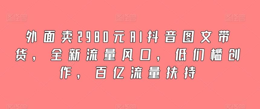 外面卖2980元AI抖音图文带货，全新流量风口，低们槛创作，百亿流量扶持-游客之家