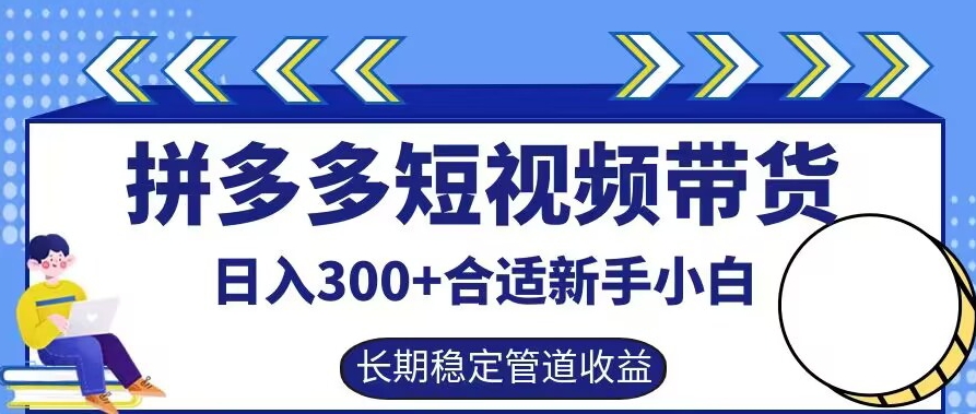拼多多短视频带货日入300+有长期稳定被动收益，合适新手小白【揭秘】-游客之家