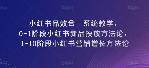 小红书品效合一系统教学，​0~1阶段小红书新品投放方法论，​1~10阶段小红书营销增长方法论-游客之家