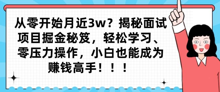 从零开始月近3w？揭秘面试项目掘金秘笈，轻松学习、零压力操作，小白也能成为赚钱高手-游客之家
