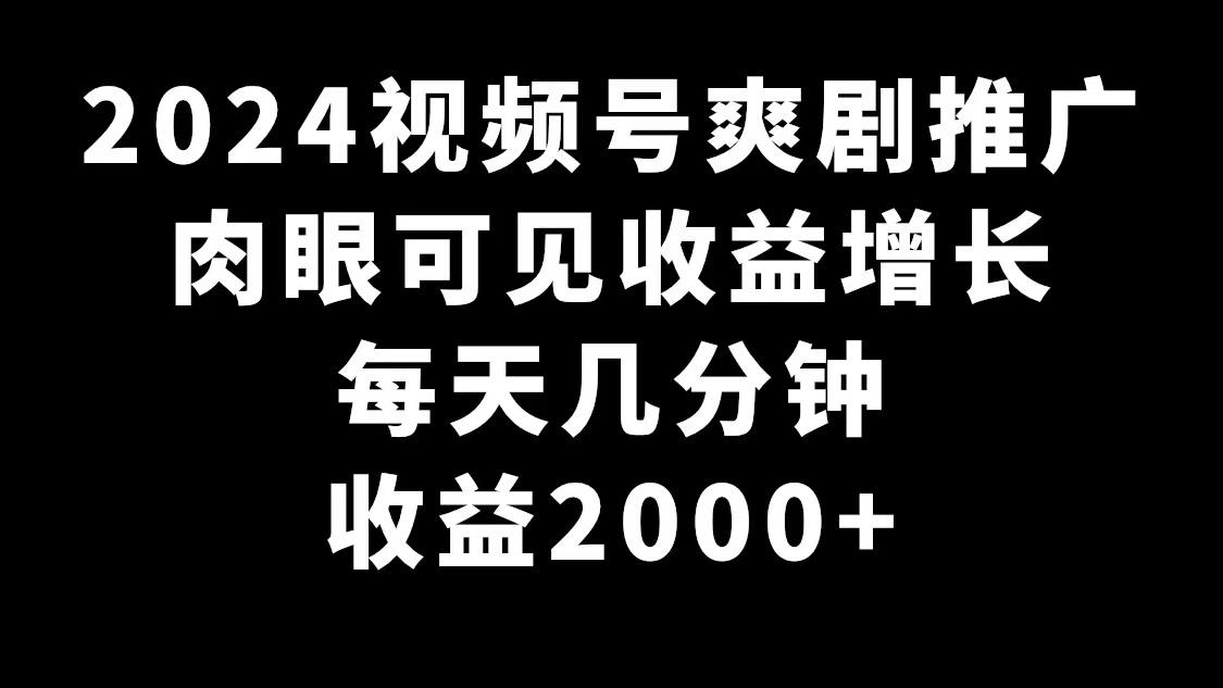 2024视频号爽剧推广，肉眼可见的收益增长，每天几分钟收益2000+-游客之家