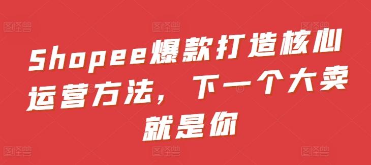 Shopee爆款打造核心运营方法，下一个大卖就是你-游客之家