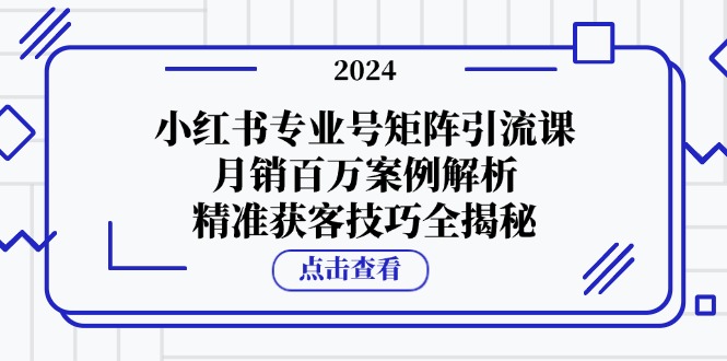 小红书专业号矩阵引流课，月销百万案例解析，精准获客技巧全揭秘-游客之家