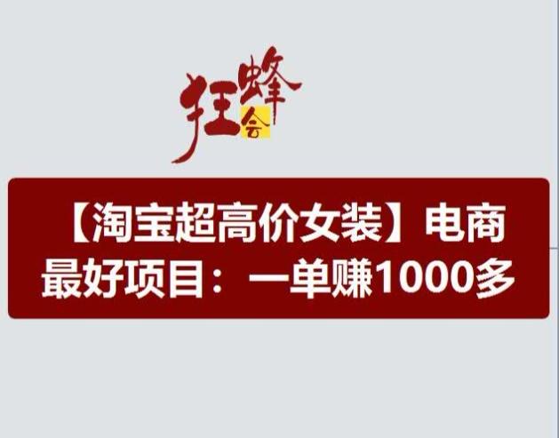 淘宝超高价女装项目，电商最好赛道，一单赚1000多-游客之家