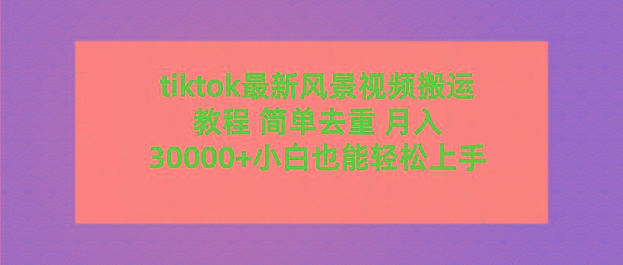 (9804期)tiktok最新风景视频搬运教程 简单去重 月入30000+附全套工具-游客之家