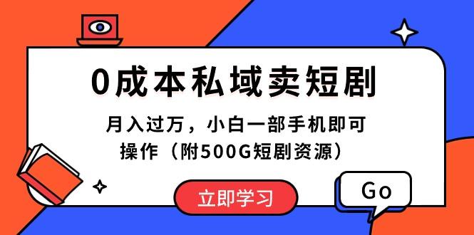 0成本私域卖短剧，月入过万，小白一部手机即可操作(附500G短剧资源-游客之家