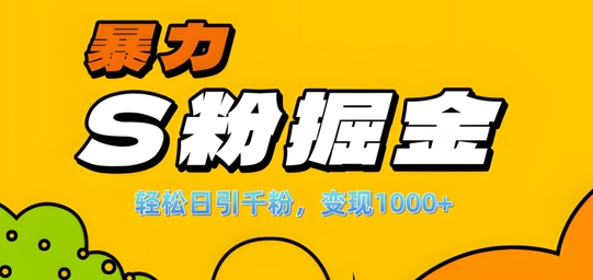 单人单机日引千粉，变现1k+，S粉流量掘金计划攻略【揭秘】-游客之家
