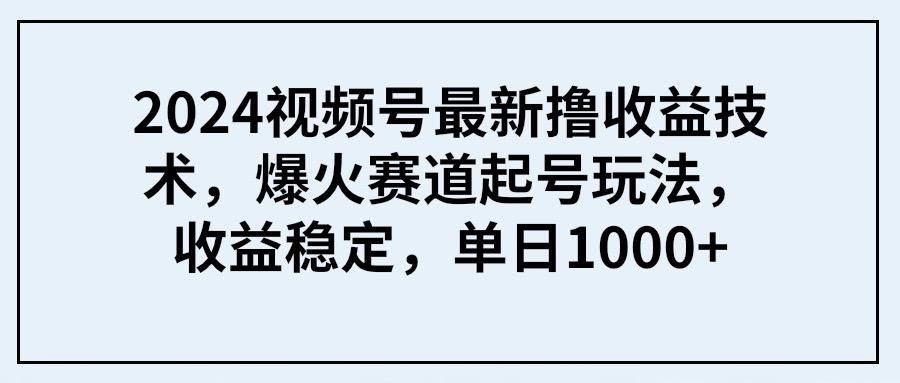 (9651期) 2024视频号最新撸收益技术，爆火赛道起号玩法，收益稳定，单日1000+-游客之家