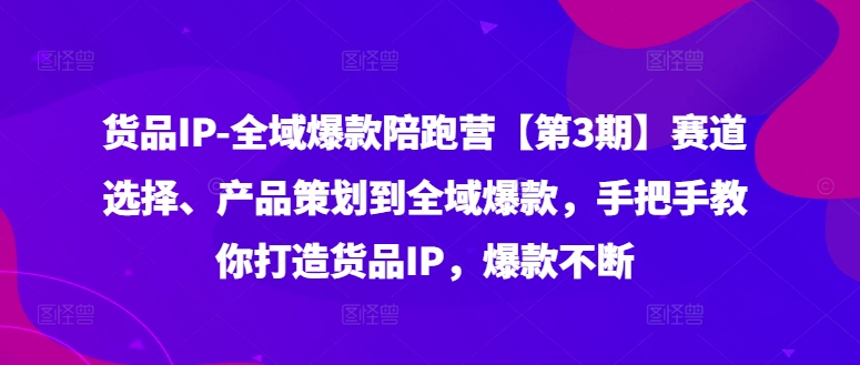 货品IP全域爆款陪跑营【第3期】赛道选择、产品策划到全域爆款，手把手教你打造货品IP，爆款不断-游客之家