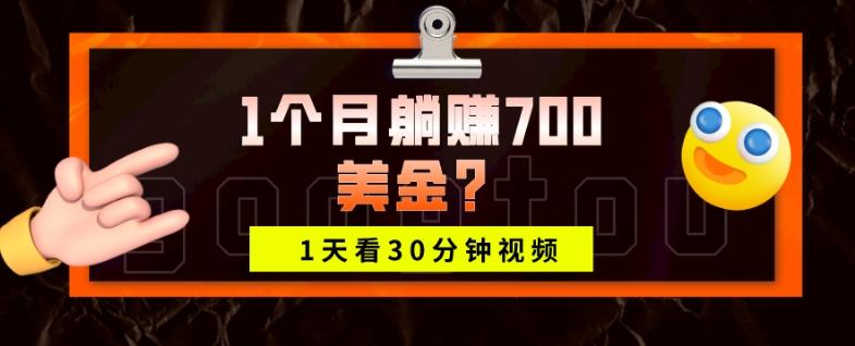 1天看30分钟视频，1个月躺赚700美金？-游客之家