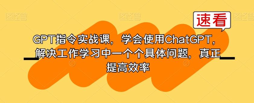 GPT指令实战课，学会使用ChatGPT，解决工作学习中一个个具体问题，真正提高效率-游客之家