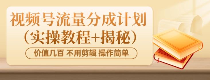 价值几百上千不用剪辑简单操作视频号流量分成计划（实操教程+揭秘）-游客之家