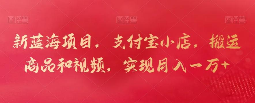 新蓝海项目，支付宝小店，搬运商品和视频，实现月入一万+【揭秘】-游客之家