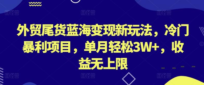 外贸尾货蓝海变现新玩法，冷门暴利项目，单月轻松3W+，收益无上限【揭秘】-游客之家