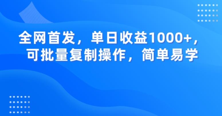 全网首发，单日收益1000+，可批量复制操作，简单易学【揭秘】-游客之家