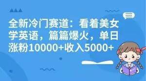 全新冷门赛道：看着美女学英语，篇篇爆火，单日涨粉10000+收入5000+-游客之家