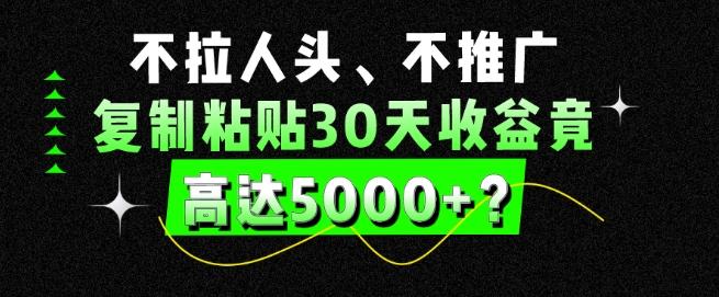 不拉人头、不推广，复制粘贴30天收益竟高达5000+？-游客之家