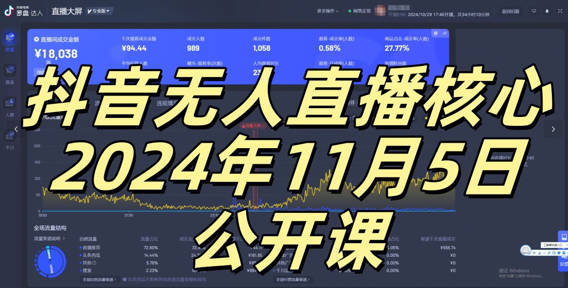 抖音无人直播核心公开课，咸鱼翻身小白可做带有睡后收入月入过万太简单【揭秘】-游客之家