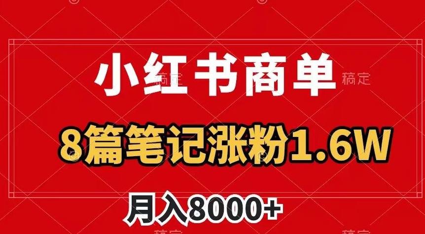 小红书商单最新玩法，8篇笔记涨粉1.6w，作品制作简单，月入8000+【揭秘】-游客之家