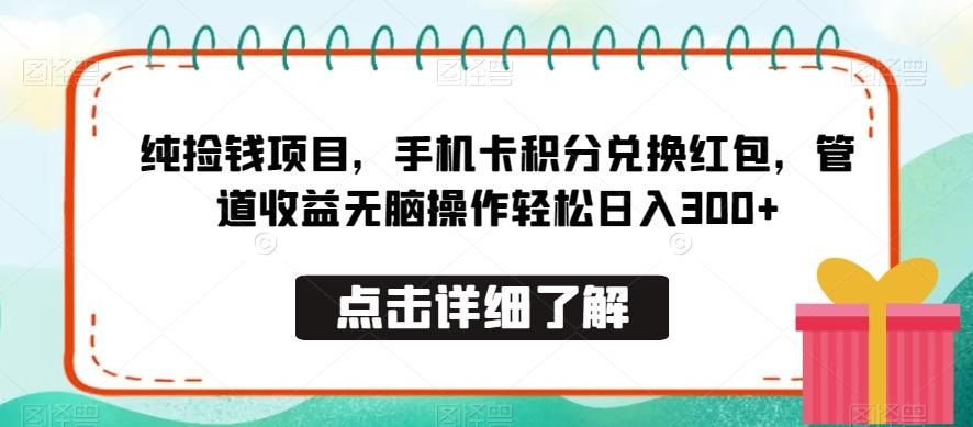 纯捡钱项目，手机卡积分兑换红包，管道收益无脑操作轻松日入300+-游客之家
