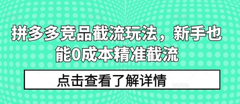拼多多竞品截流玩法，新手也能0成本精准截流-游客之家