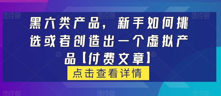 黑六类虚拟产品，新手如何挑选或者创造出一个虚拟产品【付费文章】-游客之家