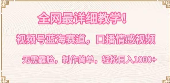 全网最详细教学，视频号蓝海赛道，口播情感视频，无需露脸，制作简单，轻松实现日入1000+【揭秘】-游客之家