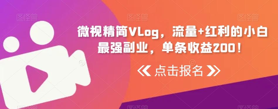 微视精简Vlog，流量+红利的小白最强副业，单条收益200！-游客之家