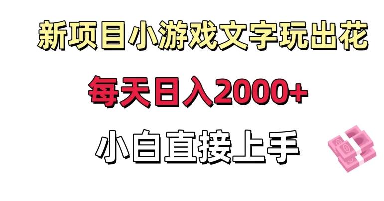 新项目小游戏文字玩出花日入2000+，每天只需一小时，小白直接上手【揭秘】-游客之家