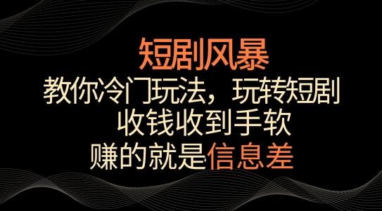 短剧风暴，教你冷门玩法，玩转短剧，收钱收到手软【揭秘】-游客之家