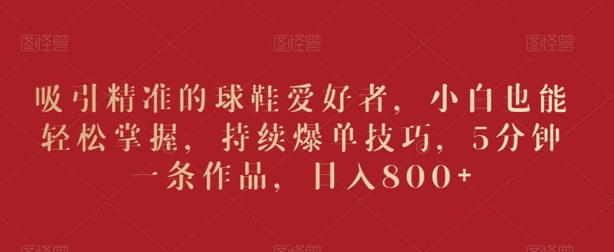 吸引精准的球鞋爱好者，小白也能轻松掌握，持续爆单技巧，5分钟一条作品，日入800+【揭秘】-游客之家