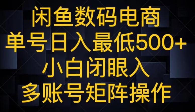 闲鱼数码电商，单号日入最低500+，小白闭眼入，多账号矩阵操作-游客之家
