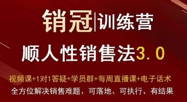 爆款！销冠训练营3.0之顺人性销售法，全方位解决销售难题、可落地、可执行、有结果-游客之家
