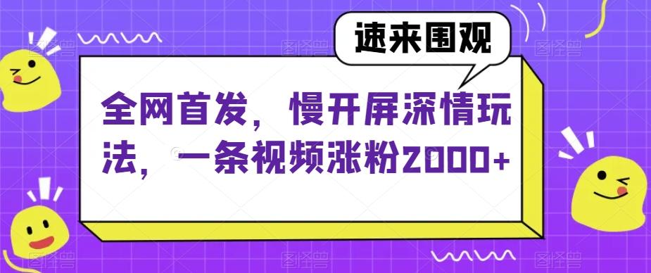 全网首发，慢开屏深情玩法，一条视频涨粉2000+【揭秘】-游客之家