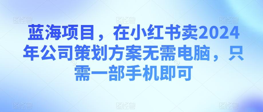 蓝海项目，在小红书卖2024年公司策划方案无需电脑，只需一部手机即可-游客之家