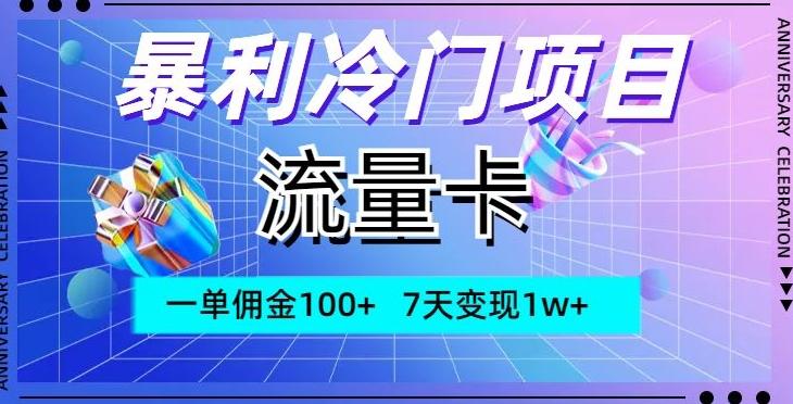 暴利冷门项目，流量卡，一单佣金100+，7天变现1w+-游客之家
