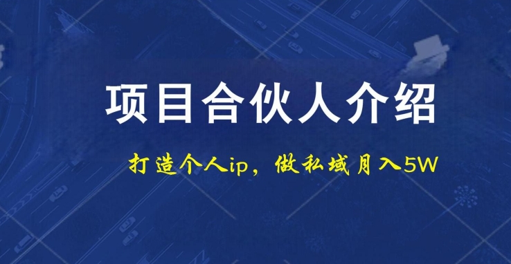 项目合伙人项目，打造个人IP，做私域月入5W，小白勿扰-游客之家