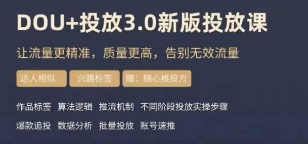 dou+豆荚投放实操课3.0新版，让流量更精准，质量更高，告别无效流量-游客之家