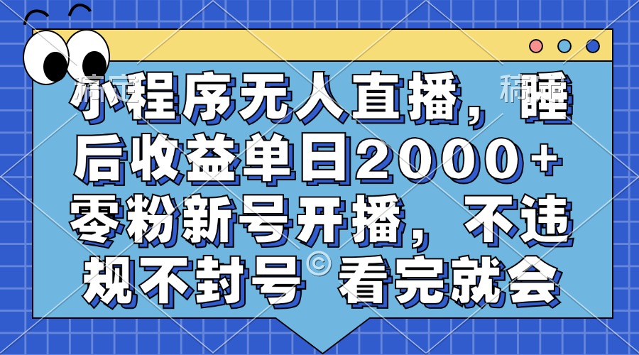 小程序无人直播，睡后收益单日2000+ 零粉新号开播，不违规不封号 看完就会-游客之家