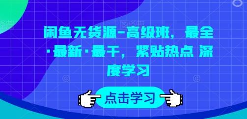 闲鱼无货源-高级班，最全·最新·最干，紧贴热点 深度学习-游客之家