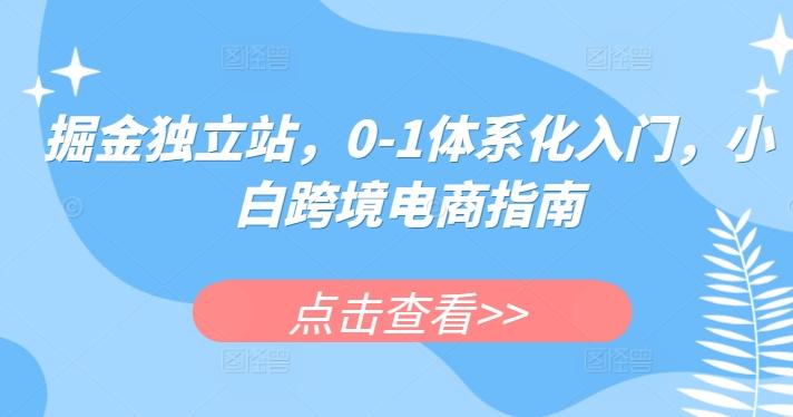 掘金独立站，0-1体系化入门，小白跨境电商指南-游客之家