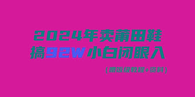 (9329期)2024年卖莆田鞋，搞了92W，小白闭眼操作！-游客之家