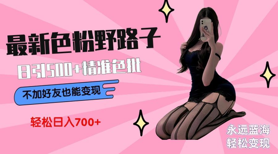 最新色粉变现野路子，日引500+老色批 可不加好友直接变现 小白轻松日入700+-游客之家