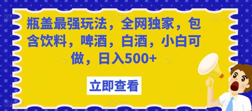 瓶盖最强玩法，全网独家，包含饮料，啤酒，白酒，小白可做，日入500+【揭秘】-游客之家