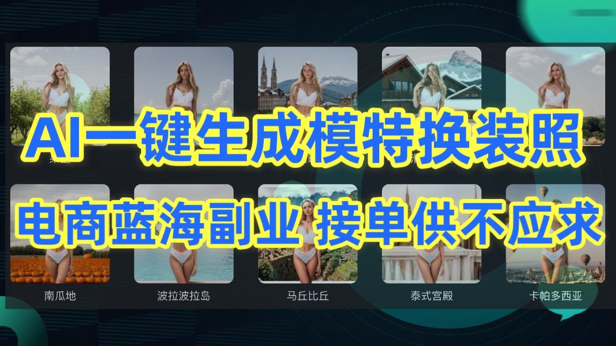 AI制作一键生成模特换装照，电商蓝海副业，接单供不应求-游客之家