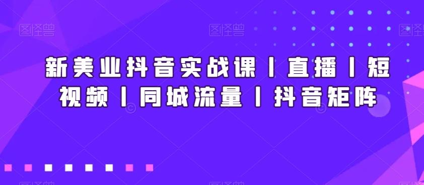 新美业抖音实战课丨直播丨短视频丨同城流量丨抖音矩阵-游客之家