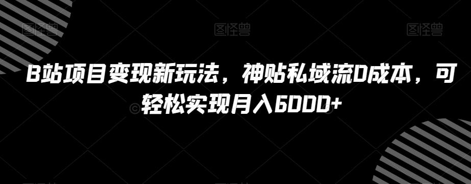 B站项目变现新玩法，神贴私域流0成本，可轻松实现月入6000+【揭秘】-游客之家