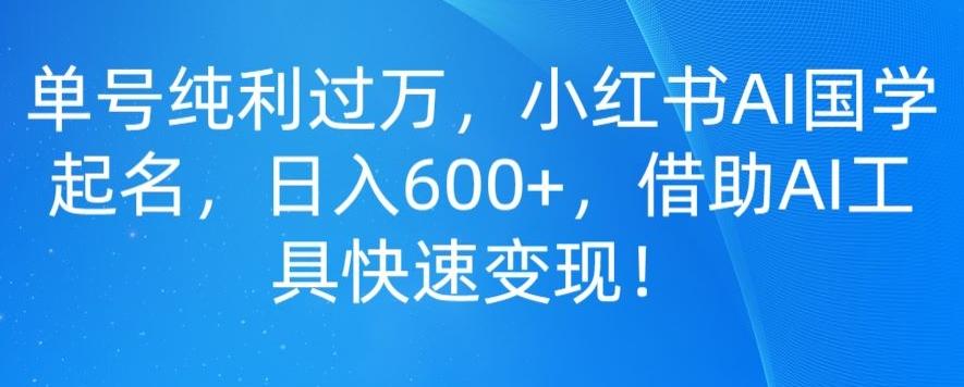 单号纯利过万，小红书AI国学起名，日入600+，借助AI工具快速变现-游客之家