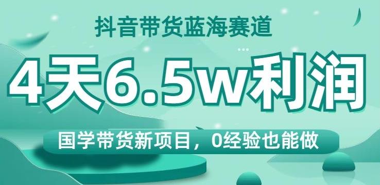 抖音带货蓝海赛道，国学带货新项目，0经验也能做，4天6.5w利润【揭秘】-游客之家